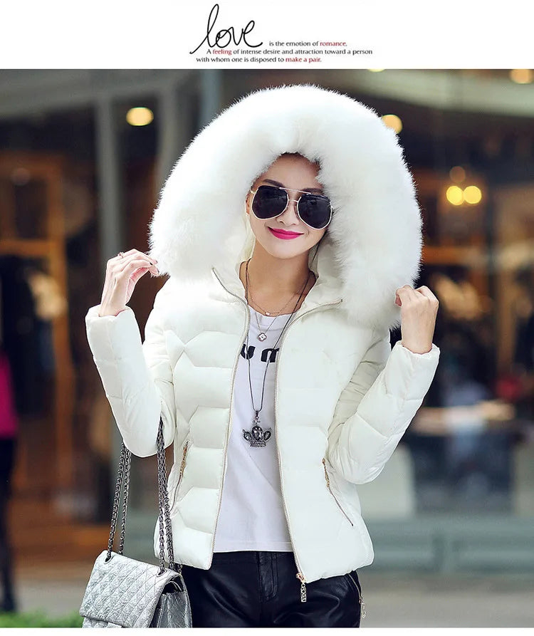 2024 Artificial raccoon fur collar winter jacket women Winter And Autumn Wear High Quality Parkas Outwear Women Coats