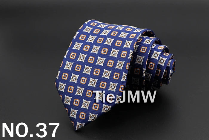 New Men's Tie Classic Solid Color Stripe Flower Floral 8cm Jacquard Necktie Accessories Daily Wear Cravat Wedding Party Gift