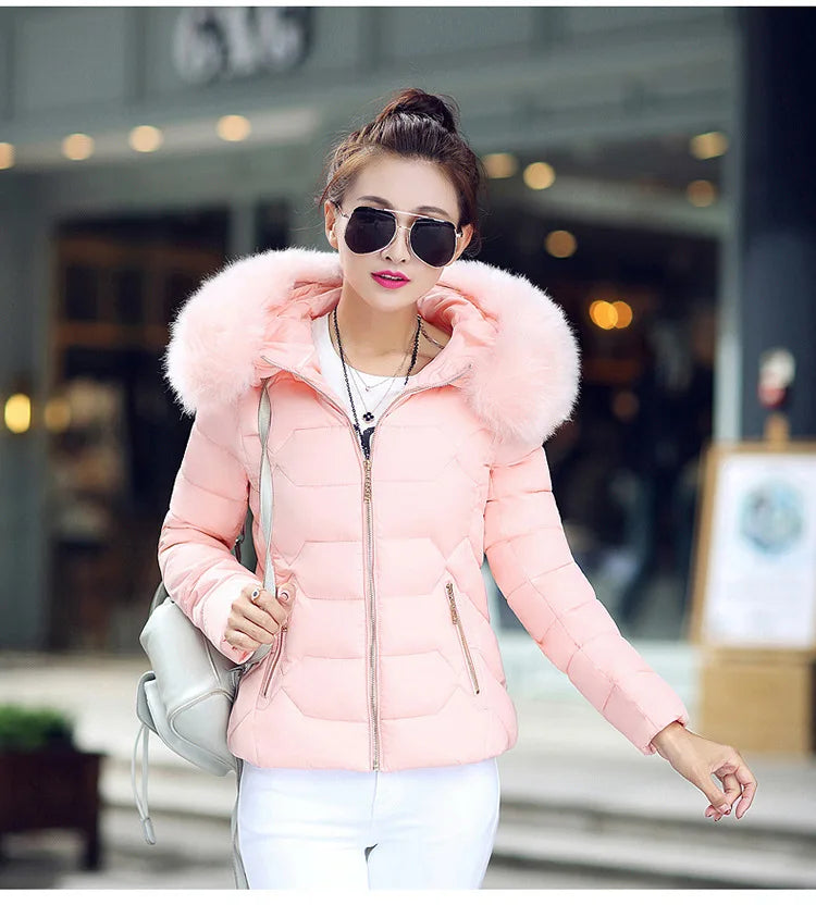 2024 Artificial raccoon fur collar winter jacket women Winter And Autumn Wear High Quality Parkas Outwear Women Coats