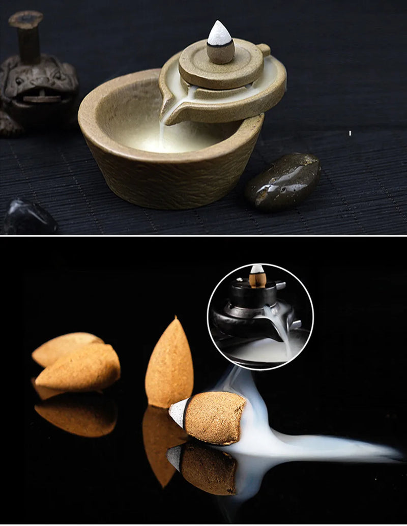 Free Shipping 10Pcs Bullet Incense Porcelain Backflow Ceramic Incense Burner Buddhist Incense Burners included Drop Shipping