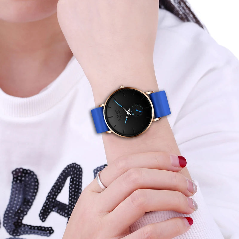 LIGE nuevo reloj de oro rosa para mujer, reloj de cuarzo de negocios para mujer, reloj de pulsera de lujo de primera marca para mujer, reloj femenino