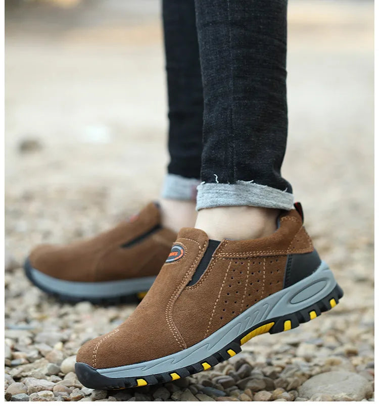 Botas de trabajo y seguridad con puntera de acero para hombre y mujer, de marca, talla grande 35-46, suela intermedia de acero, para hombre y mujer, zapatos de trabajo, zapatillas informales