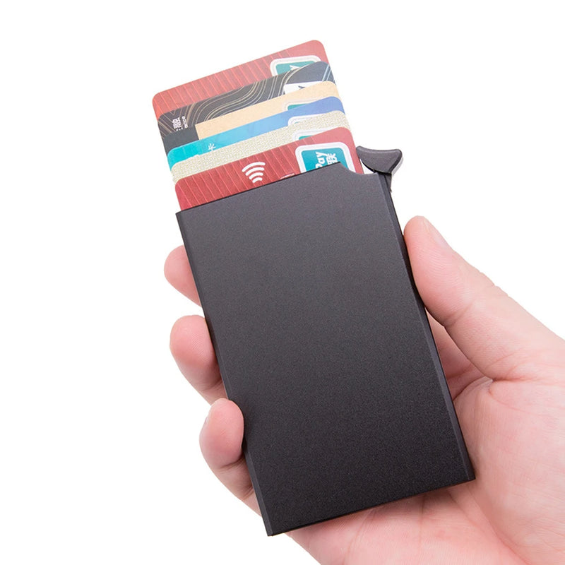 RFID Anti-theft Smart Wallet Thin ID Card Holder Unisex Automatically Solid Metal Bank Credit Card Holder Business Mini