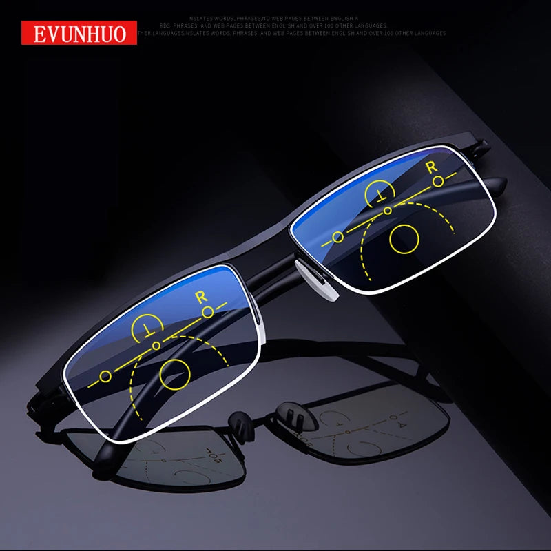 Gafas de lectura progresivas multifocales inteligentes para hombres y mujeres, de uso cercano y dual, con ajuste automático de luz azul