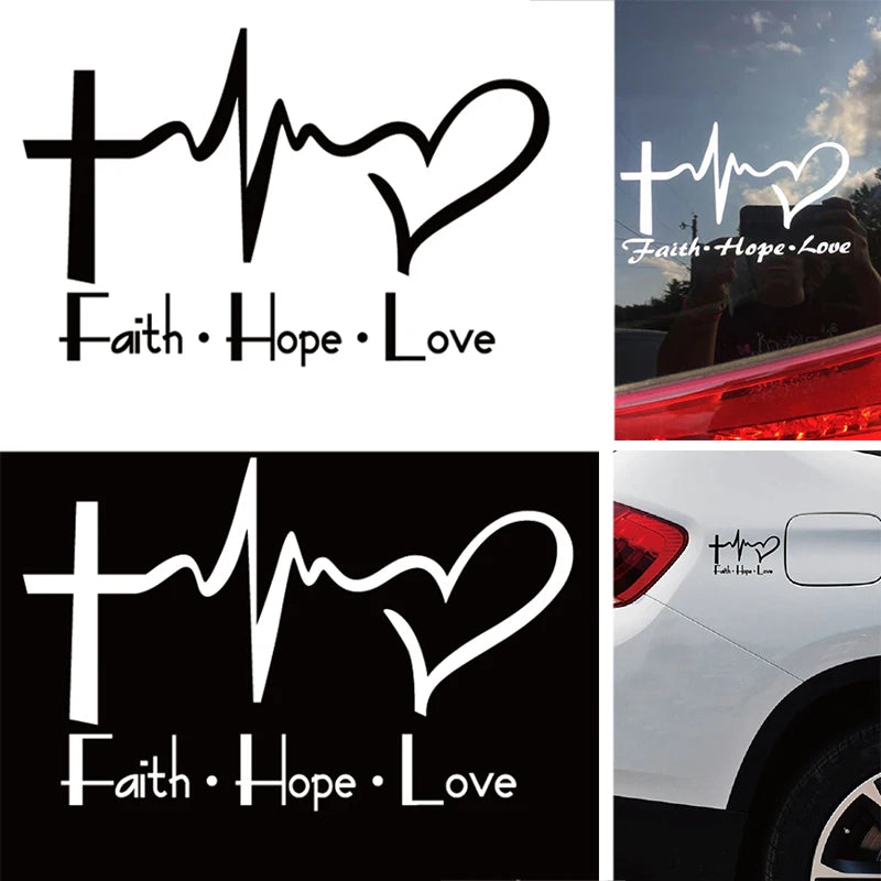 Faith Hope Love Vinyl Car Sticker Cartoon Jesus Christian Religious Bible Verse For Car Window Body Decoration