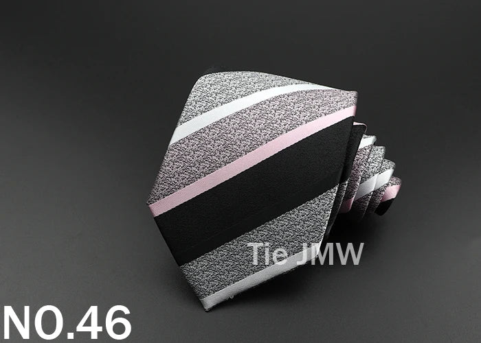 New Men's Tie Classic Solid Color Stripe Flower Floral 8cm Jacquard Necktie Accessories Daily Wear Cravat Wedding Party Gift