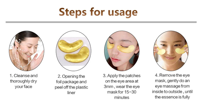 10pcs Crystal Collagen Gold Powder Eye Mask Anti-Aging Dark Circles Acne Beauty Patches For Eye Skin Care Korean Cosmetics