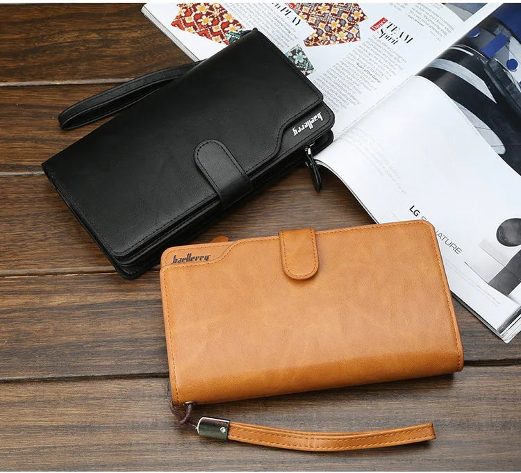 2024 Men Wallets 21 Card Holders Name Engraving Male Purse Quality Zipper Large Capacity PU Leather Wallet For Men Carteria