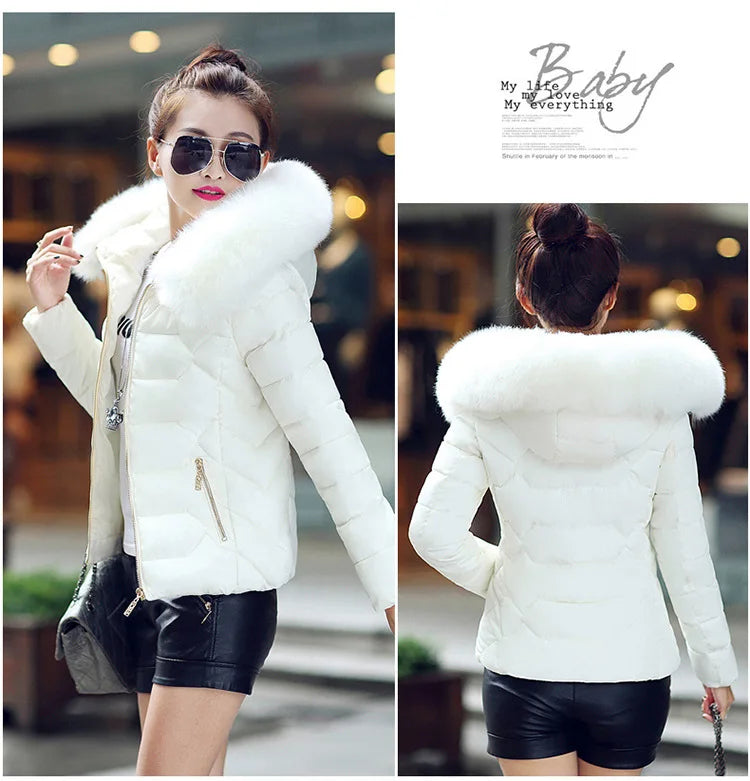 2024 Artificial raccoon fur collar winter jacket women Winter And Autumn Wear High Quality Parkas Outwear Women Coats