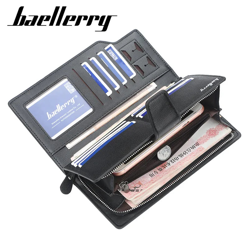 Baellerry Men Wallets Long Style High Quality Card Holder Male Purse Zipper Large Capacity Brand PU Leather Wallet For Men