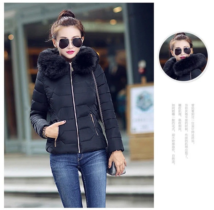 2024 Artificial raccoon fur collar winter jacket women Winter And Autumn Wear High Quality Parkas Outwear Women Coats