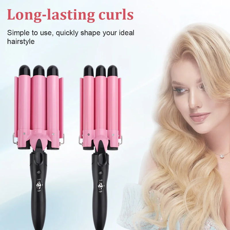 3 Barrel Curling Iron Wand Temperature Adjustable 5 Size Perm Splint Ceramic Triple Barrels Hair Waver Portable Hair Iron Curler