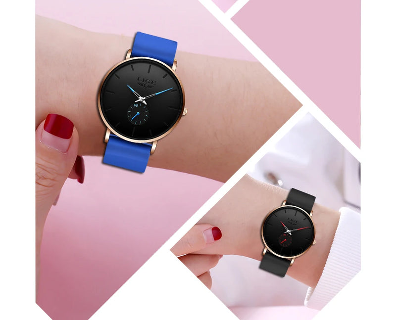 LIGE nuevo reloj de oro rosa para mujer, reloj de cuarzo de negocios para mujer, reloj de pulsera de lujo de primera marca para mujer, reloj femenino