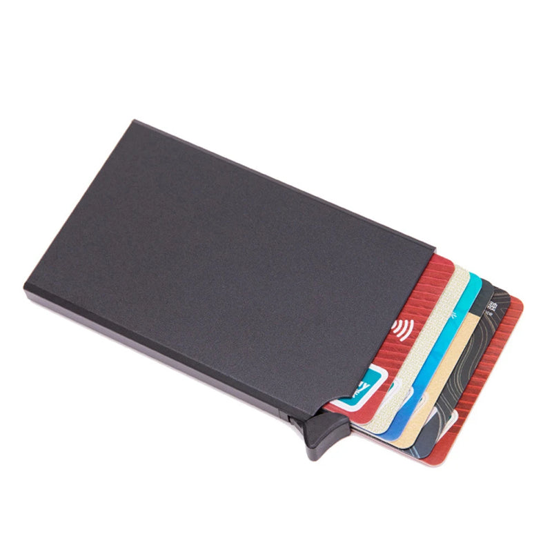 RFID Anti-theft Smart Wallet Thin ID Card Holder Unisex Automatically Solid Metal Bank Credit Card Holder Business Mini