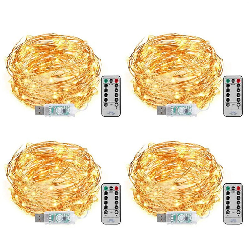 Guirnalda de luces LED de alambre de cobre de 1/2/5/10 m con alimentación por USB y 8 modos para decoración de fiestas navideñas y de Año Nuevo