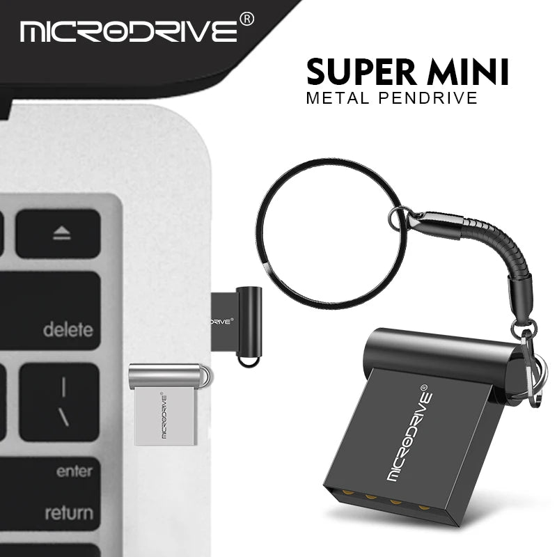 Memoria USB Super Mini de metal de 4 GB, 8 GB, 16 GB, 32 GB, 64 GB, 128 GB, 256 GB y 512 GB, memoria USB 2.0 con llavero