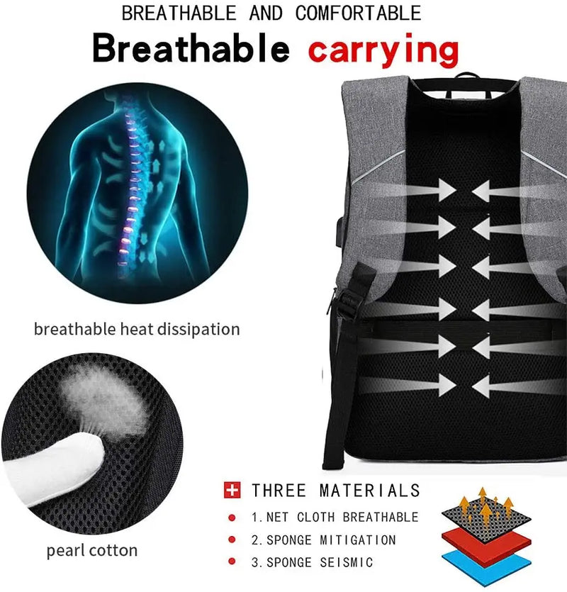 Mochila para hombre con carga USB, impermeable, para ordenador portátil de 15,6 pulgadas, informal, Oxford, para negocios, para ordenador portátil