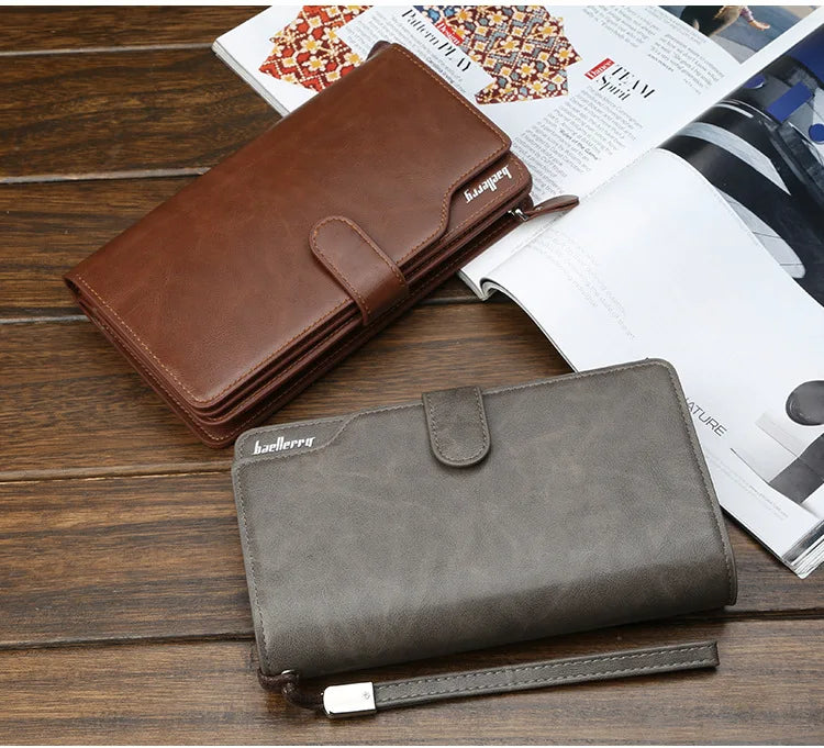 2024 Men Wallets 21 Card Holders Name Engraving Male Purse Quality Zipper Large Capacity PU Leather Wallet For Men Carteria