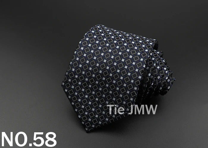 New Men's Tie Classic Solid Color Stripe Flower Floral 8cm Jacquard Necktie Accessories Daily Wear Cravat Wedding Party Gift