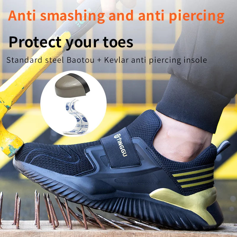 Zapatos de seguridad de otoño, zapatillas de trabajo a prueba de pinchazos, zapatos para hombre, zapatos con punta de acero, zapatos masculinos indestructibles, zapatos protectores, botas de trabajo