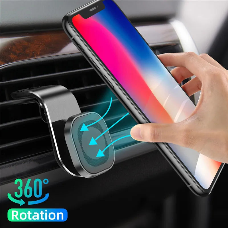 Soporte magnético para teléfono de coche con ventilación de aire giratoria de 360 ​​grados, soporte universal de metal para teléfono móvil Xiaomi Samsung, soporte de GPS para coche