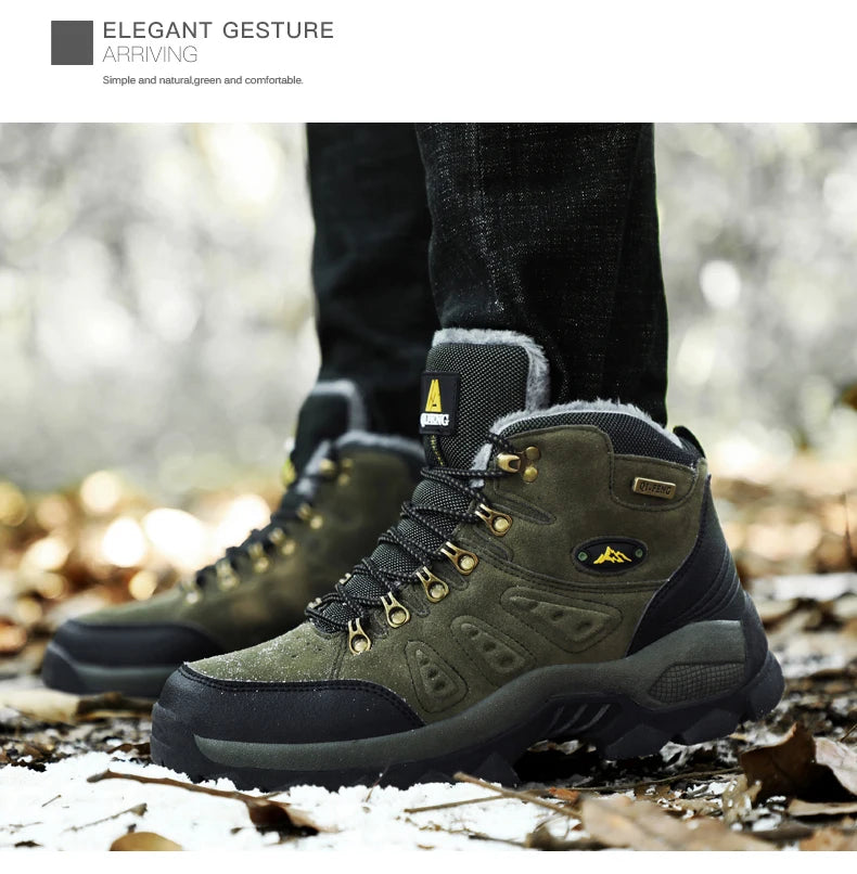 Large Size 48 Hiking Boots Men Summer Winter Outdoor Warm Fur Non Slip Fashion Women Footwear Boys Outdoor Work Ankle Boot Fall