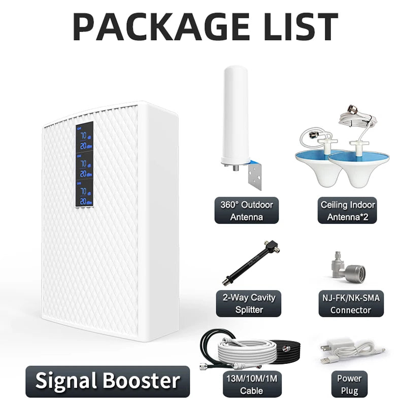 Amplificador celular de triple banda GOBOOST, kit de antena bidireccional de 360°, amplificador de señal 2G, 3G y 4G, repetidor de 850+900+1700/2100+1800+1900+2100 MHz