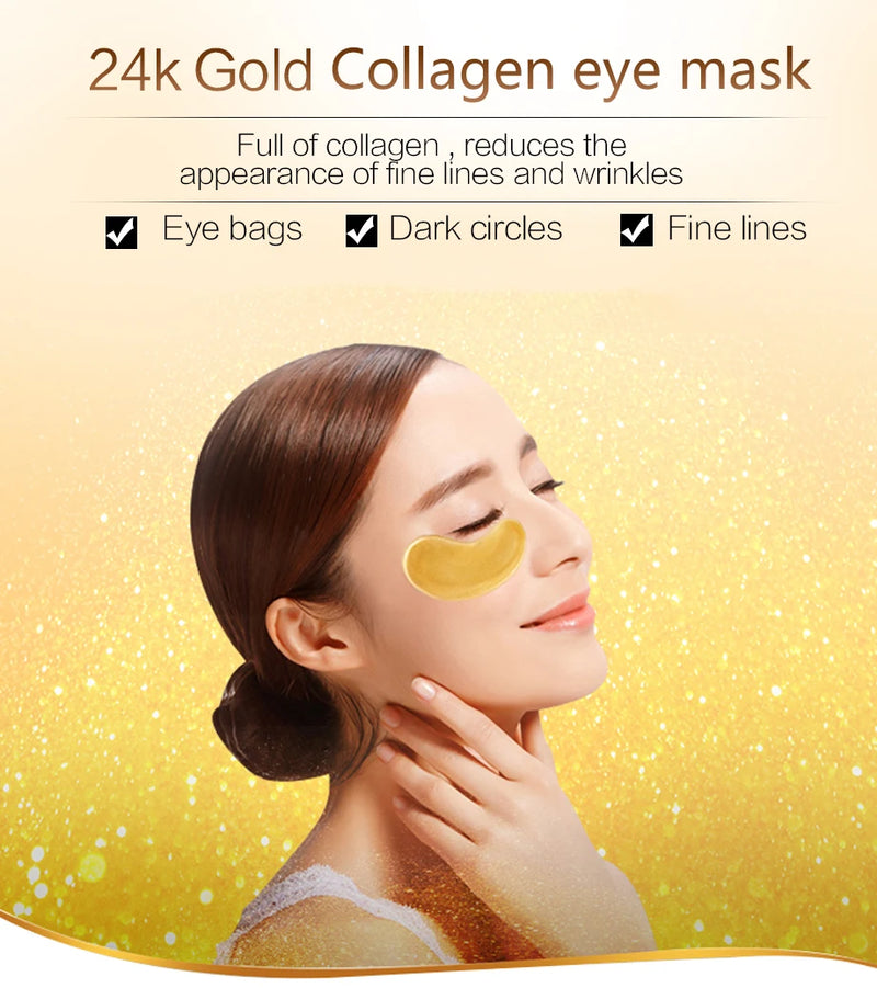 10pcs Crystal Collagen Gold Powder Eye Mask Anti-Aging Dark Circles Acne Beauty Patches For Eye Skin Care Korean Cosmetics