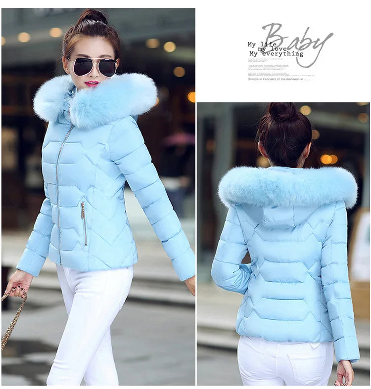 2024 Artificial raccoon fur collar winter jacket women Winter And Autumn Wear High Quality Parkas Outwear Women Coats