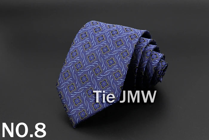 New Men's Tie Classic Solid Color Stripe Flower Floral 8cm Jacquard Necktie Accessories Daily Wear Cravat Wedding Party Gift