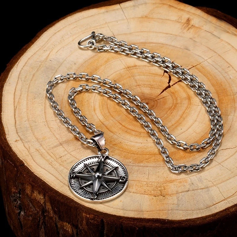 Quality Fashionable Medal Necklace Pendant Pirate Ship Compass Personality Men\'s Necklace Pendant Hip Hop Jewelry Trend Jewelry