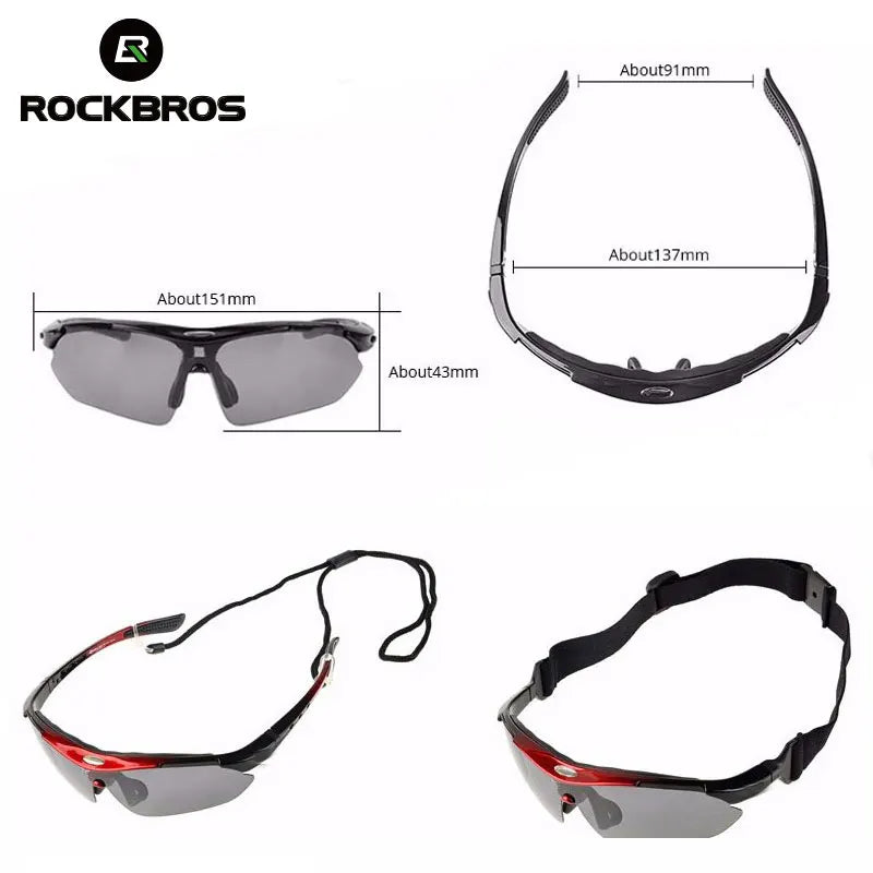 Gafas de ciclismo polarizadas ROCKBROS, gafas fotocromáticas para deportes al aire libre, gafas de ciclismo MTB, gafas de PC, lentes 5/3, accesorio para bicicleta