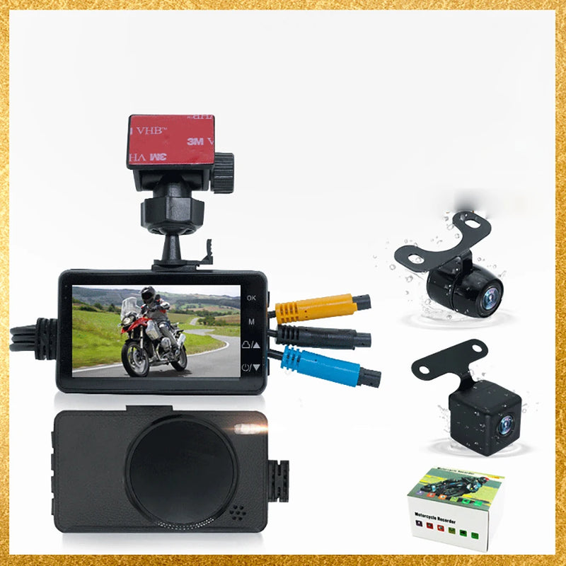 Cámara dual DVR para motocicleta, cámara para tablero de instrumentos con doble pista especial, delantera y trasera, HD, resistente al agua, grabadora de video para conducción de motocicletas