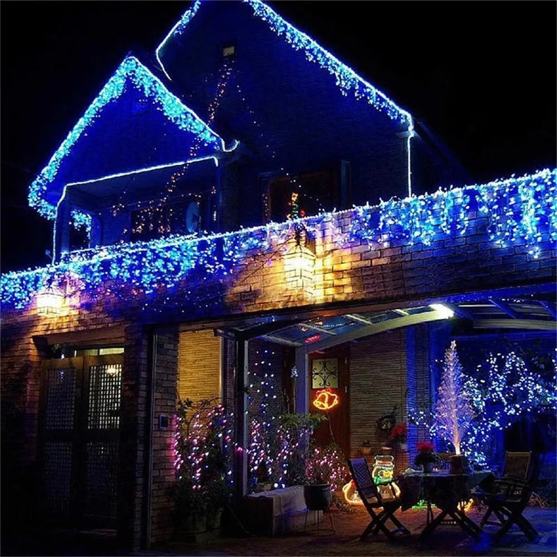 Christmas Garland LED Light Festoon 4M Width Droop 0.4-0.6m Wave 96 LED Curtain Icicle String Lights Garden Mall Eave Decoration