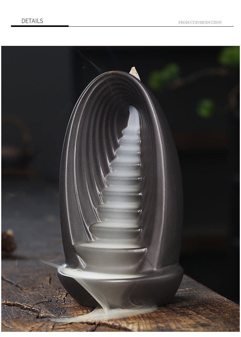 Purple Clay Home Decorations Waterfall Backflow Incense Burner Indoor Aromatherapy For Zen Meditation Ornaments -Without Incense