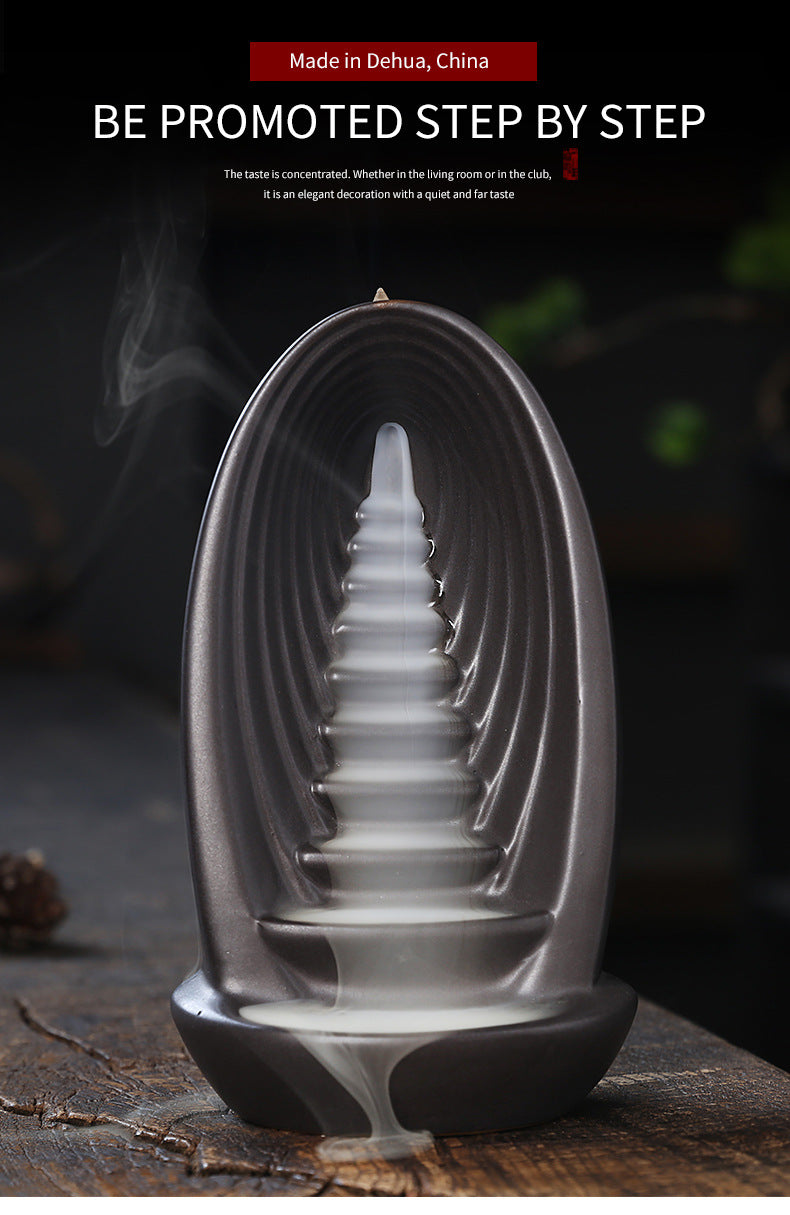 Purple Clay Home Decorations Waterfall Backflow Incense Burner Indoor Aromatherapy For Zen Meditation Ornaments -Without Incense