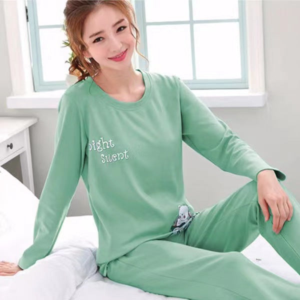 spring and autumn Cute Cartoon Cat Print Pajama Set Women Two-pieces Long Sleeve Sleepwear Underwear Women Pajama Sets