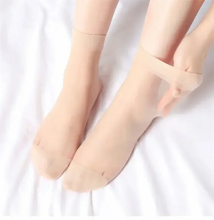 10/50pcs Black Skin Socks Women Sexy Ultrathin Stockings Female Transparent Nylon Crystal Short Ankle Sock Non-Slip Silk Meias