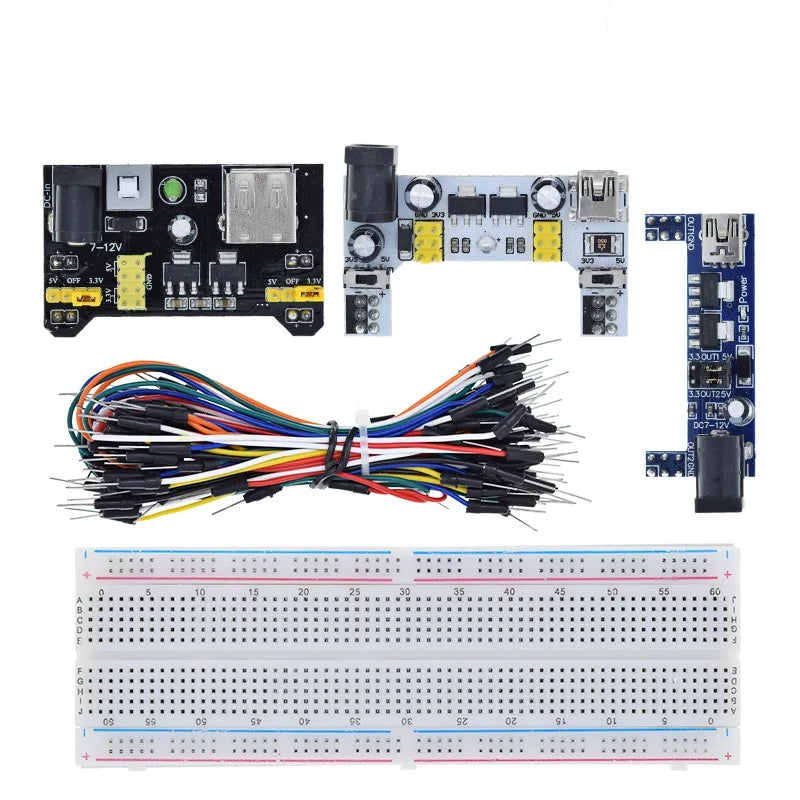 3.3V/5V MB102 Breadboard power module + 65 jumper wires + MB-102 830 points Prototype Bread board for arduino kit