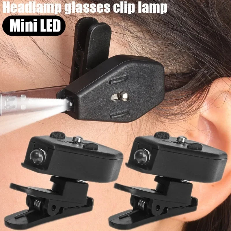 1/10 piezas Mini linterna ajustable para gafas, lámpara de lectura LED portátil con clip para gafas, luz nocturna universal para viajes y acampadas