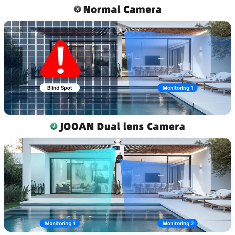 JOOAN 4K PTZ IP Camera Outdoor Waterproof Dual Lens 5G WiFi Security Camera Auto Tracking Video Surveillance Camera Baby Monitor