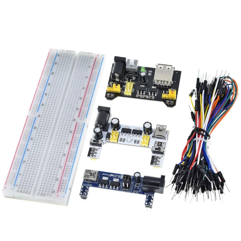 3.3V/5V MB102 Breadboard power module + 65 jumper wires + MB-102 830 points Prototype Bread board for arduino kit