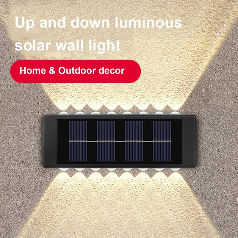 2/6/10 LED Beads Up and Down Light Solar Powered Waterproof Wall Light for Courtyard Garden Carport