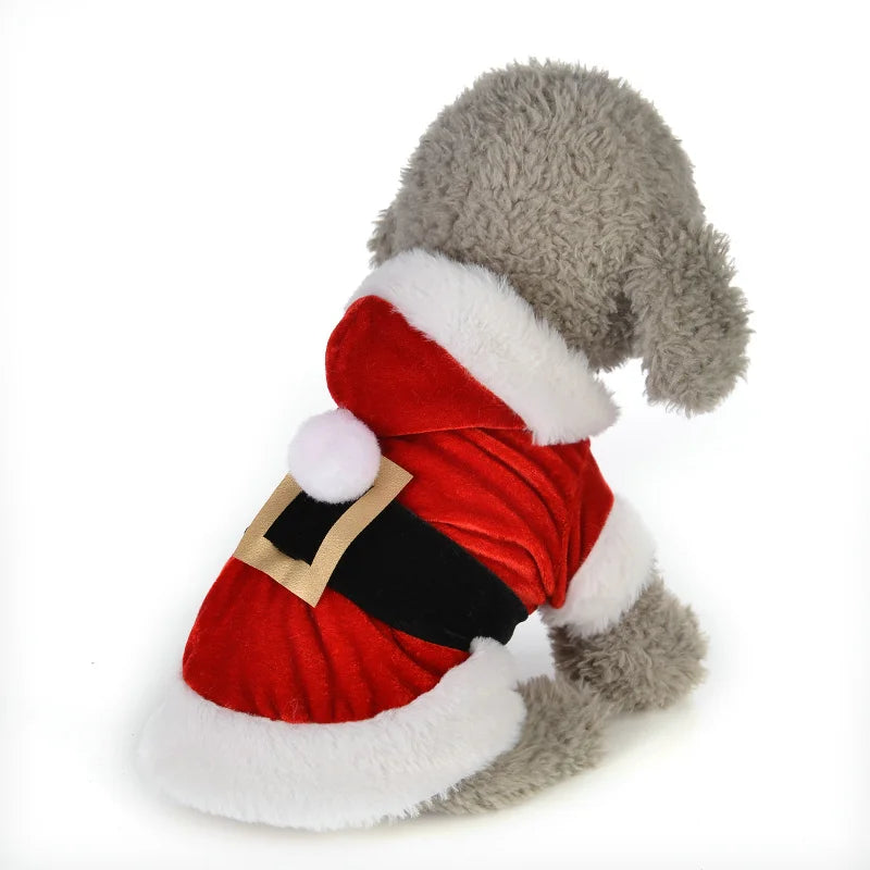 Ropa de disfraz de Papá Noel para mascotas, perros pequeños, abrigo de invierno con capucha para perros, chaquetas, ropa para cachorros y gatos, atuendo para chihuahua y yorkshire