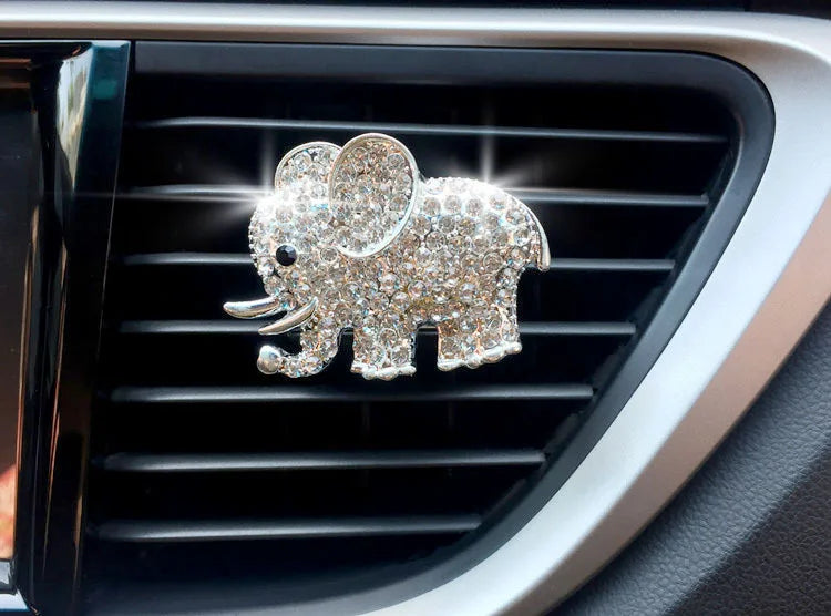 1 ambientador con forma de elefante de diamante para ventilación de coche, con clip para aromaterapia, fragancia, decoración de perfume, accesorios para coche