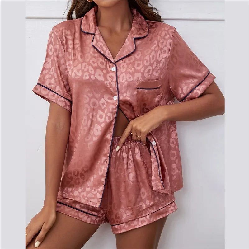 Conjunto de pijama para mujer, pijama de satén sedoso a rayas, camiseta de manga corta con pantalones cortos, conjunto de pijama, ropa interior, novedad de 2023, tallas S a 3XL