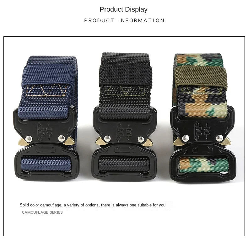 New Men's Belt Outdoor   Hunting Tactics Belt Multi Functional Buckle Nylon Belt Marine Corps Canvas Metal  Buckle