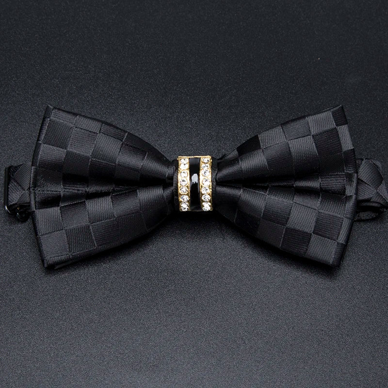 Men's Stripe Luxury Bowtie Necktie Formal Business Wedding Party Black Bow Tie Male Dress Shirt Accessories Gifts for Men Ties