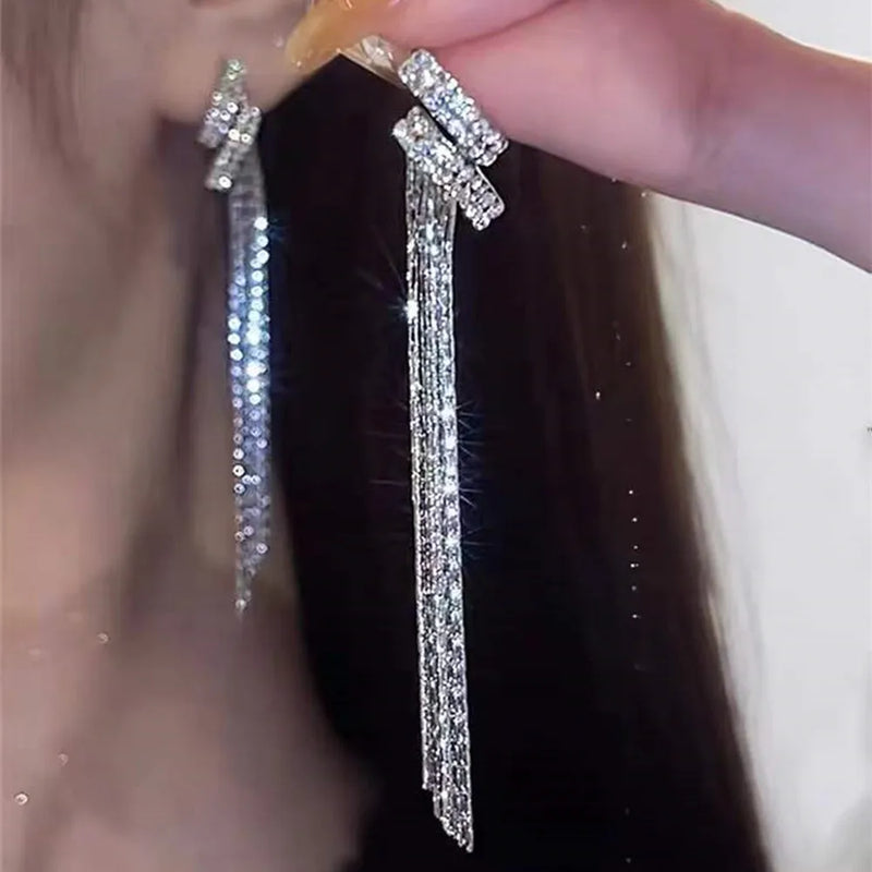 Pendientes largos de cristal con forma de hoja a la moda para mujer, regalo romántico de San Valentín, aniversario, joyería nupcial para fiesta de boda