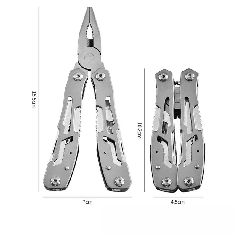 Herramienta multiusos para exteriores, portátil, de acero inoxidable, para acampar, EDC, plegable, multifunción, para emergencias, supervivencia, cuchillo, alicates